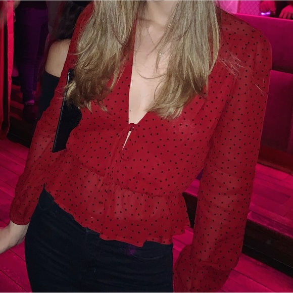 Reformation red polka dot blouse - Picture 2 of 7